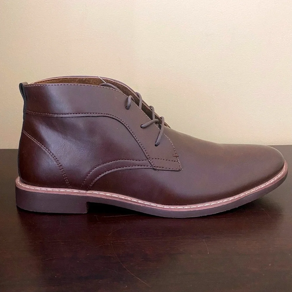 Deer‎ Stags Mens Gorp Chukka Boots Dark Brown Plain Toe Lace Up Ankle Boots NEW